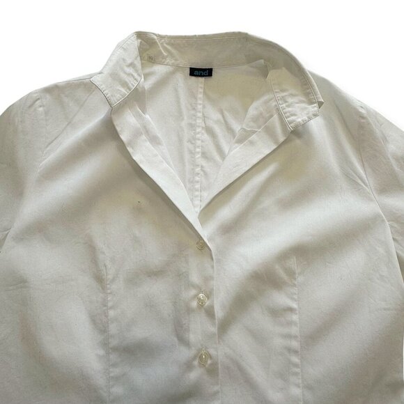 Vintage 90s White Cotton Button Down Shirt Italy AND Size 46 L Never Worn - Picture 5 of 11